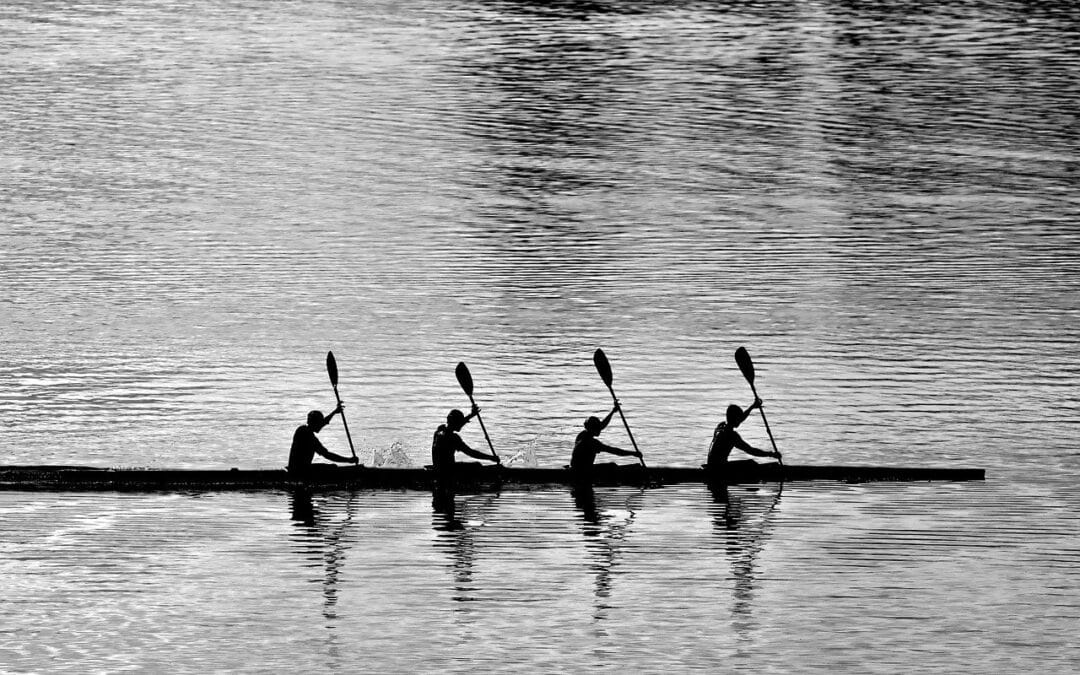 Remando juntos, trabajo en equipo